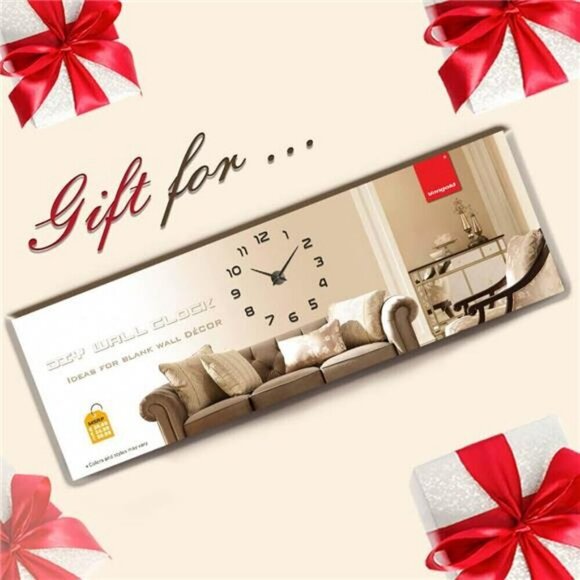 Large Wall Clocks for Living Room Decor DIY Wall Clock Modern 3D Wall Black - Picture 4 of 7